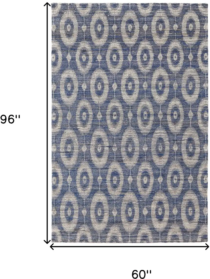 Blue and Tan Geometric Hand Woven Area Rug Photo 3