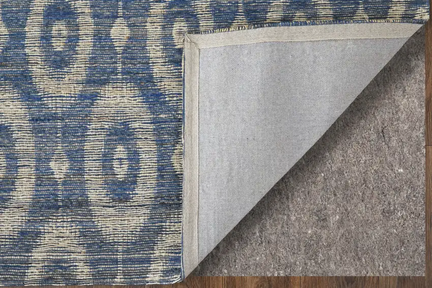 Blue and Tan Geometric Hand Woven Area Rug Photo 5