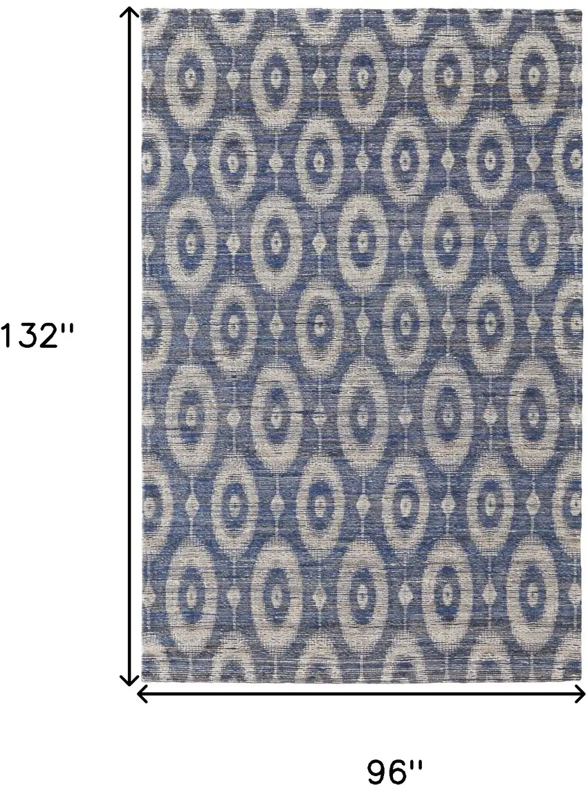Blue and Tan Geometric Hand Woven Area Rug Photo 3