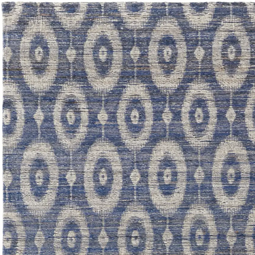 Blue and Tan Geometric Hand Woven Area Rug Photo 7