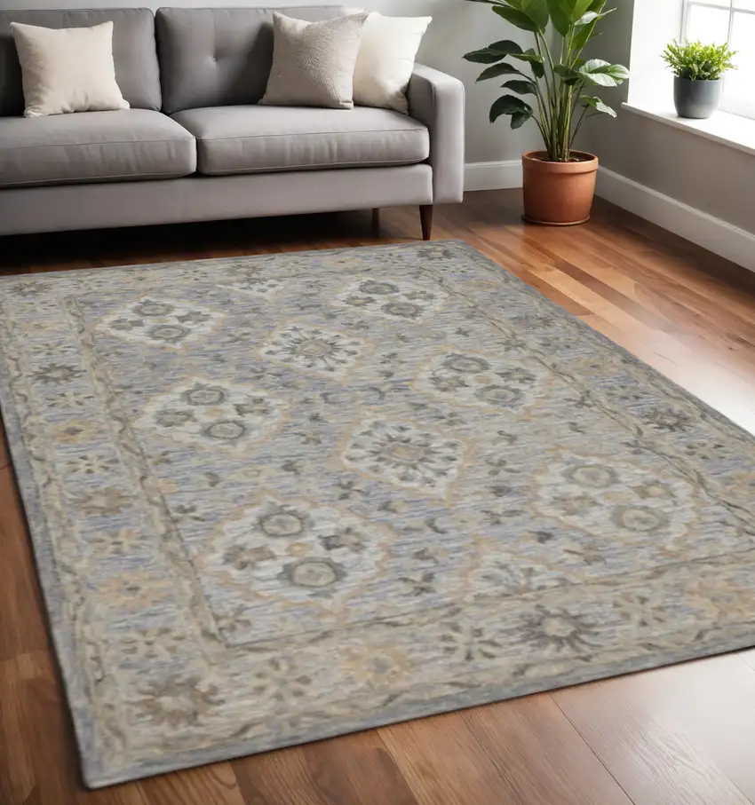Blue and Tan Traditional Area Rug Photo 1