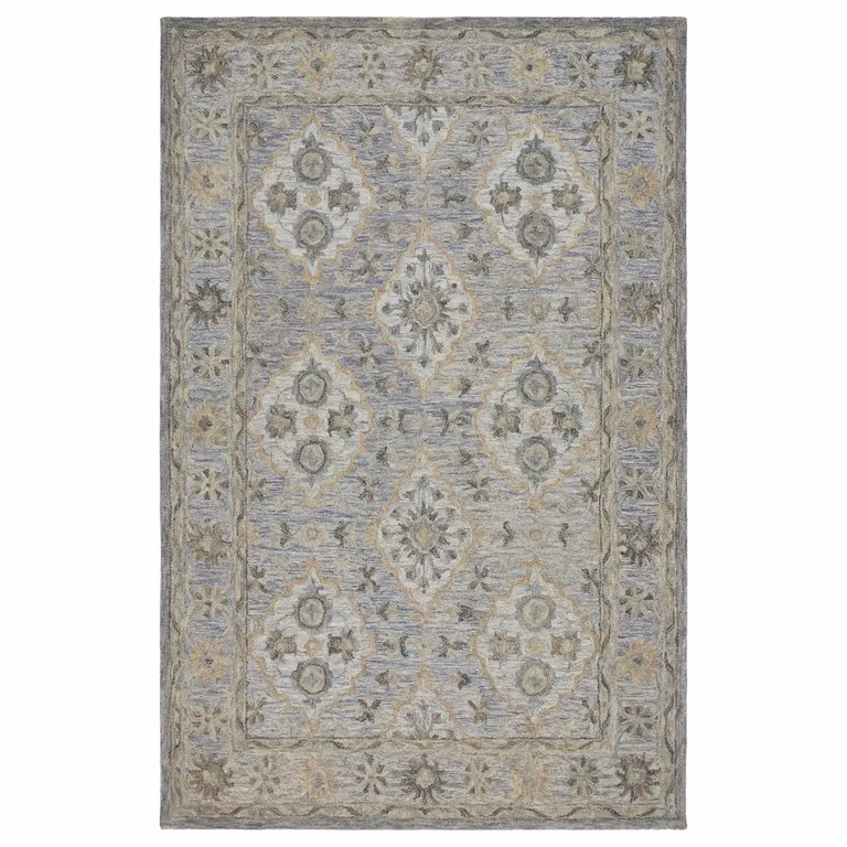 Blue and Tan Traditional Area Rug Photo 5