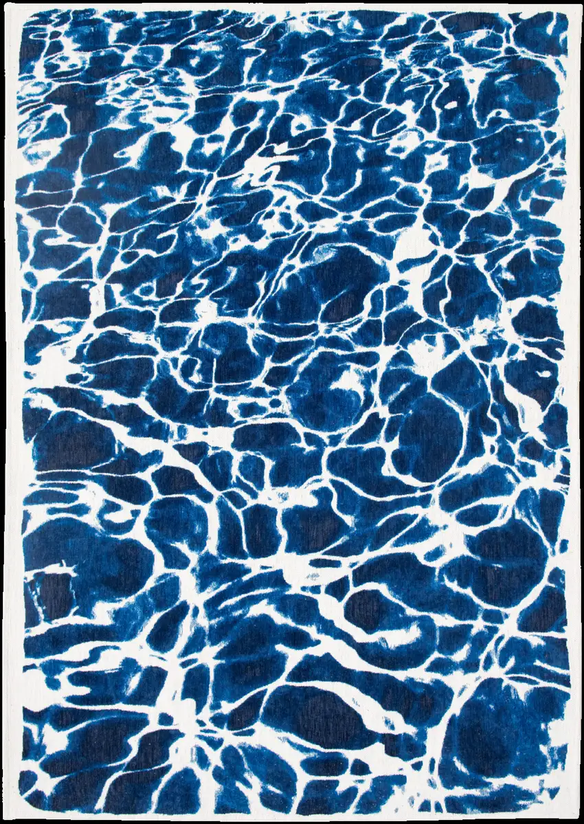 Blue and White Abstract Non Skid Area Rug Photo 6