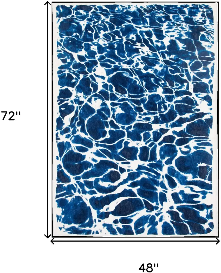 Blue and White Abstract Non Skid Area Rug Photo 3