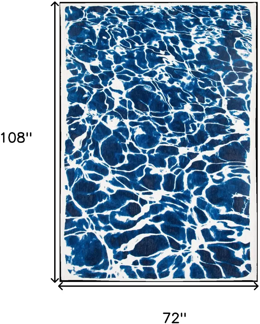Blue and White Abstract Non Skid Area Rug Photo 3