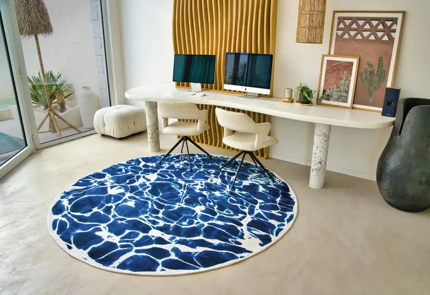 Blue and White Abstract Non Skid Area Rug Photo 7