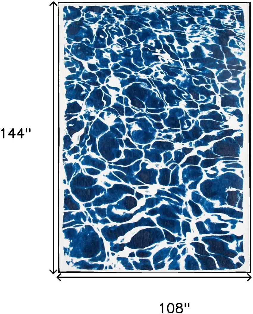 Blue and White Abstract Non Skid Area Rug Photo 3