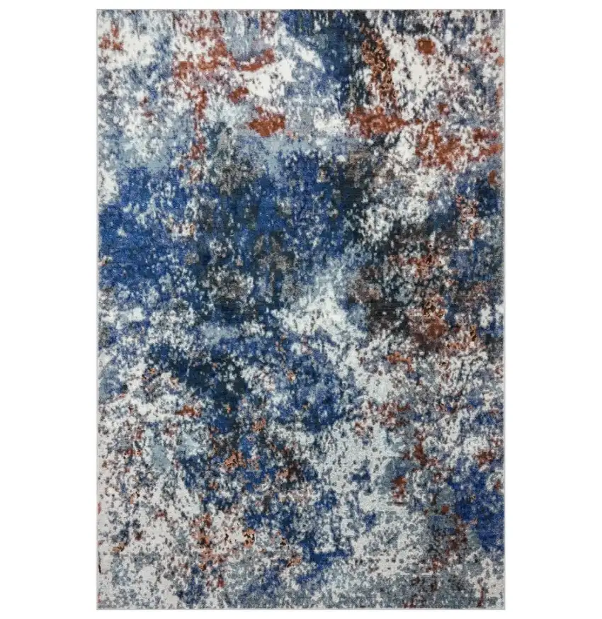 Blue and White Abstract Ocean Area Rug Photo 1