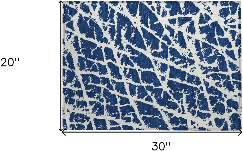 Navy and Ivory Abstract Washable Non Skid Indoor Outdoor Area Rug Photo 3