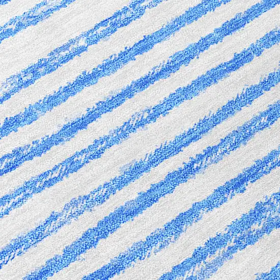 Blue and White Abstract Washable Non Skid Indoor Outdoor Area Rug Photo 9