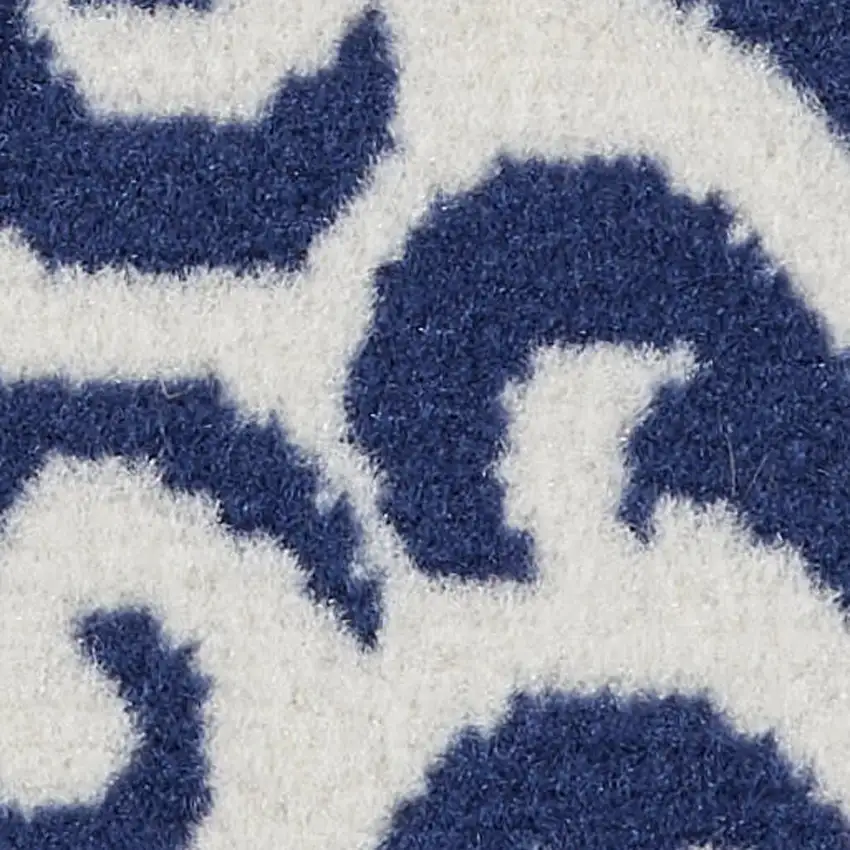 Blue and White Damask Power Loom Area Rug Photo 1