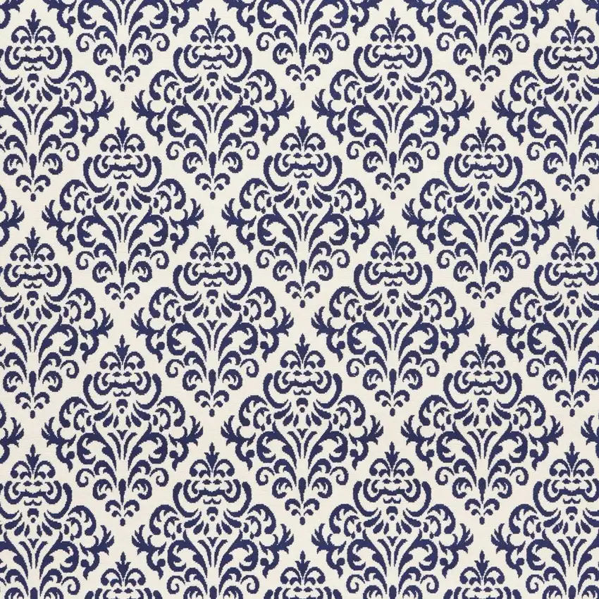Blue and White Damask Power Loom Area Rug Photo 4