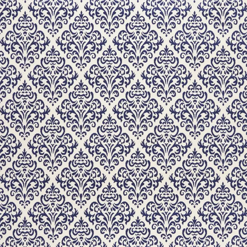 Blue and White Damask Power Loom Area Rug Photo 5