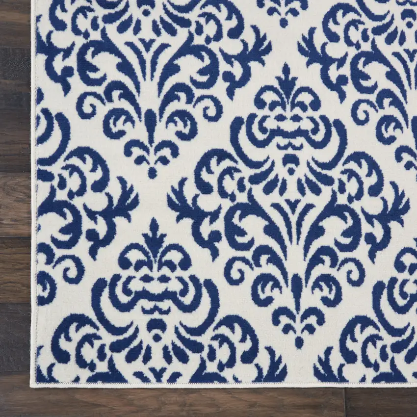 Blue And White Damask Area Rug Photo 7