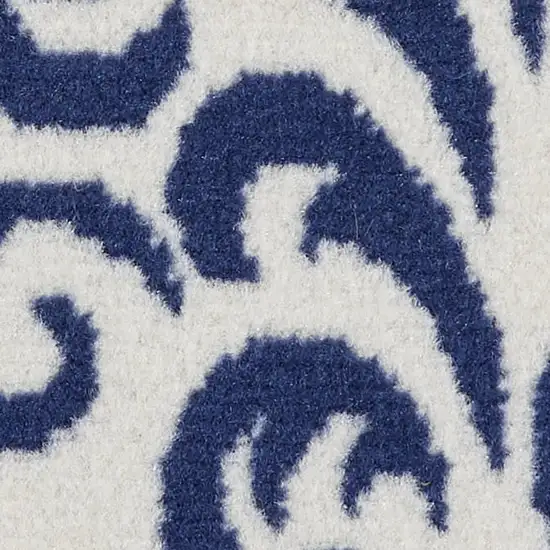 Blue And White Damask Area Rug Photo 3