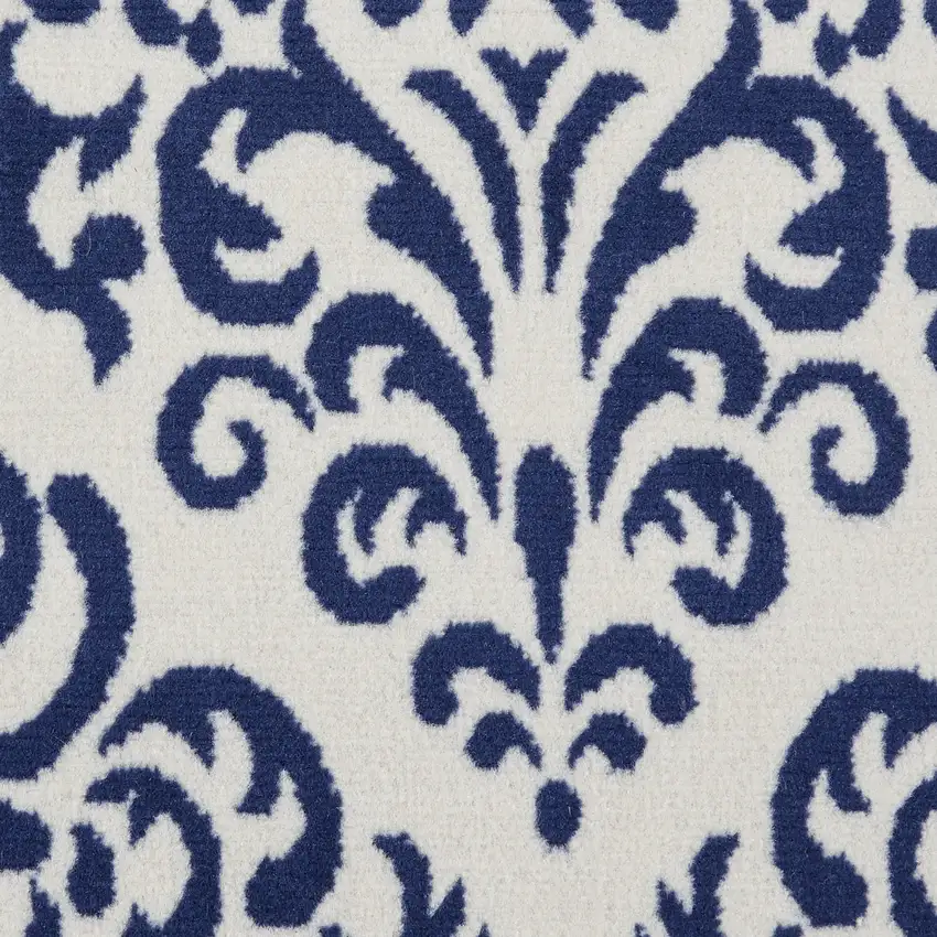 Blue And White Damask Area Rug Photo 4