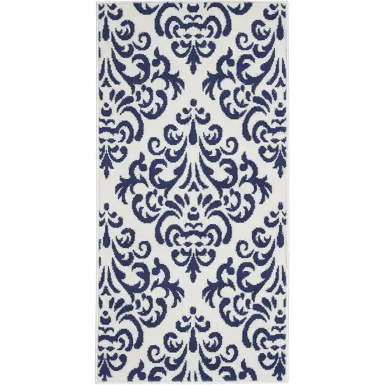 Blue And White Damask Area Rug Photo 7