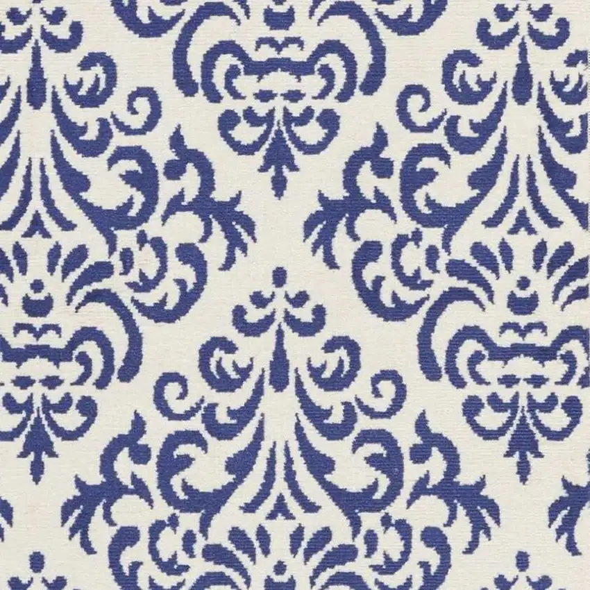 Blue and White Damask Power Loom Runner Rug Photo 5