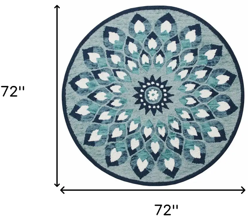 Blue and White Floral Feathers Area Rug Photo 8