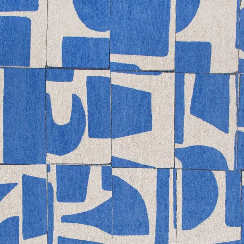 Blue and White Geometric Non Skid Area Rug Photo 3