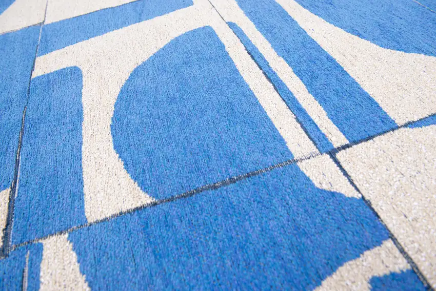 Blue and White Geometric Non Skid Area Rug Photo 7