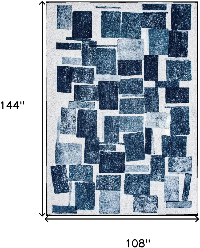 Blue and White Geometric Non Skid Area Rug Photo 3