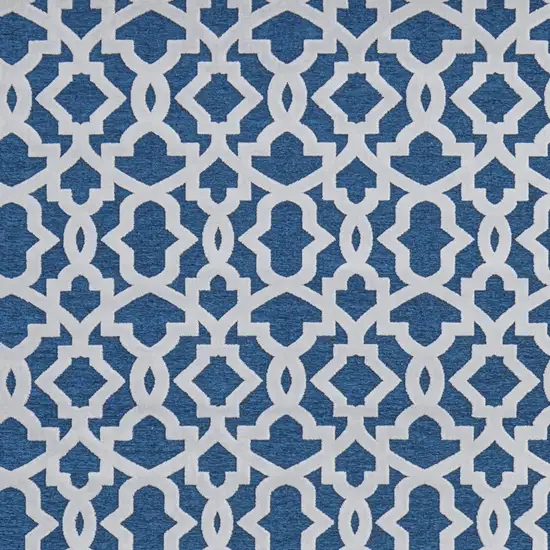 Blue and White Geometric Power Loom Area Rug Photo 6