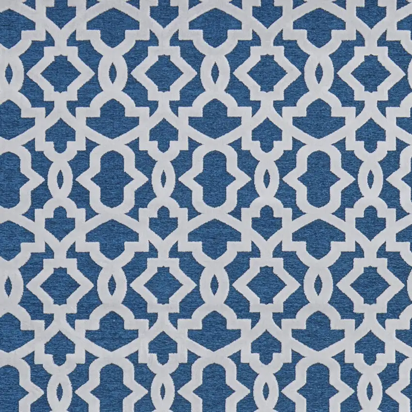 Blue and White Geometric Power Loom Area Rug Photo 6