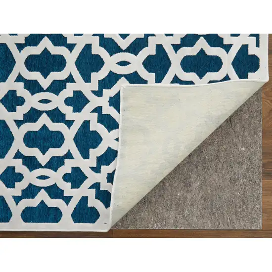 Blue and White Geometric Power Loom Area Rug Photo 8