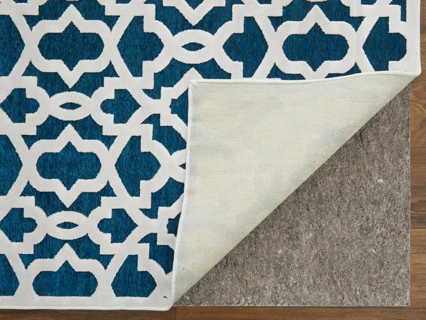 Blue and White Geometric Power Loom Area Rug Photo 8