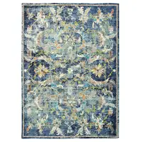 Photo of Blue and White Jacobean Pattern Area Rug