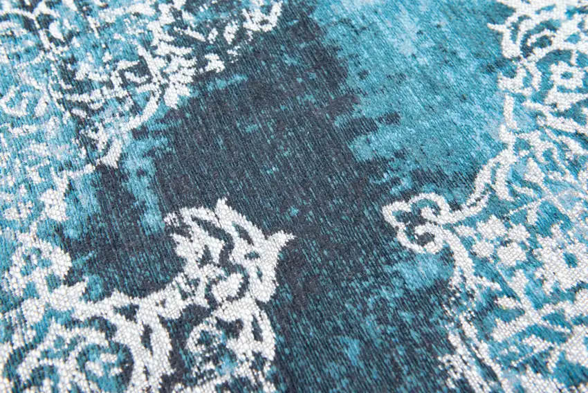 Blue and White Oriental Non Skid Area Rug Photo 5