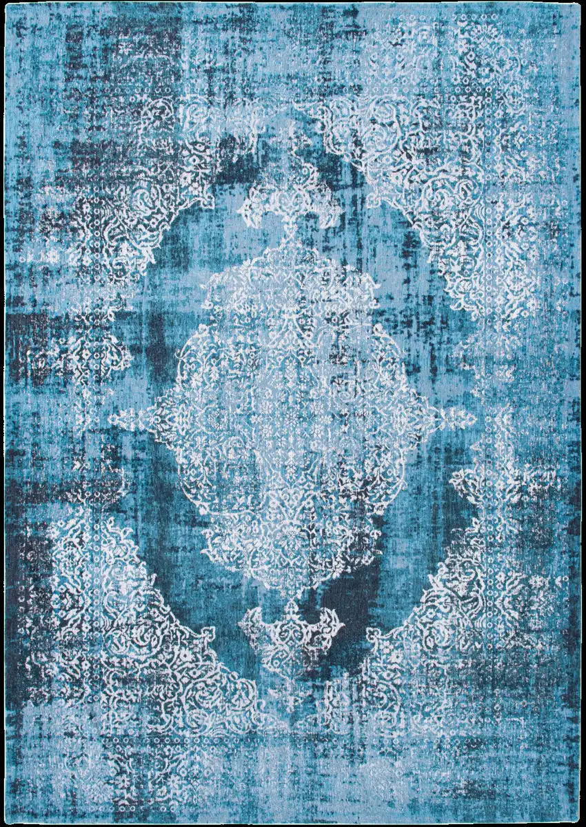 Blue and White Oriental Non Skid Area Rug Photo 2