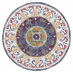 Photo of Blue and White Ornate Medallion Area Rug