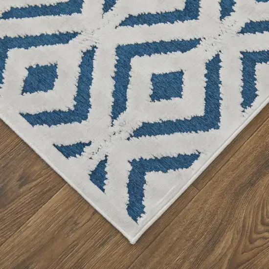 Blue and White Power Loom Area Rug Photo 7