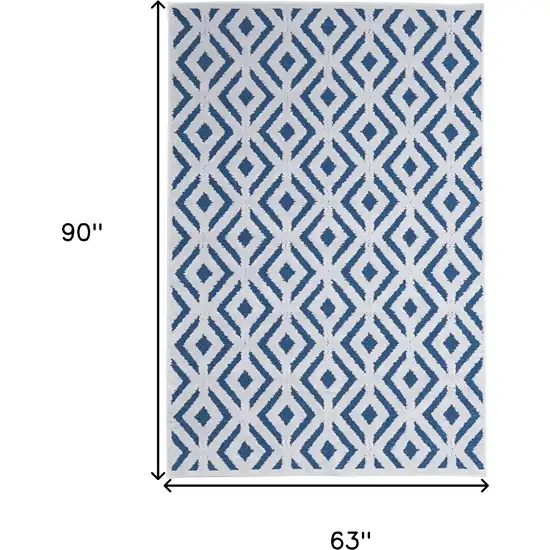 Blue and White Power Loom Area Rug Photo 9