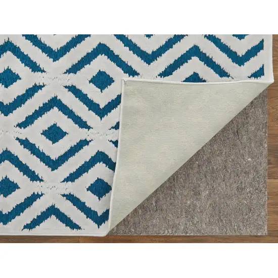 Blue and White Power Loom Area Rug Photo 8