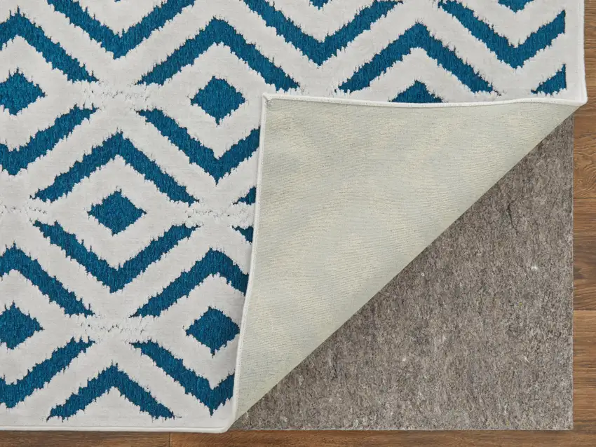 Blue and White Power Loom Area Rug Photo 8