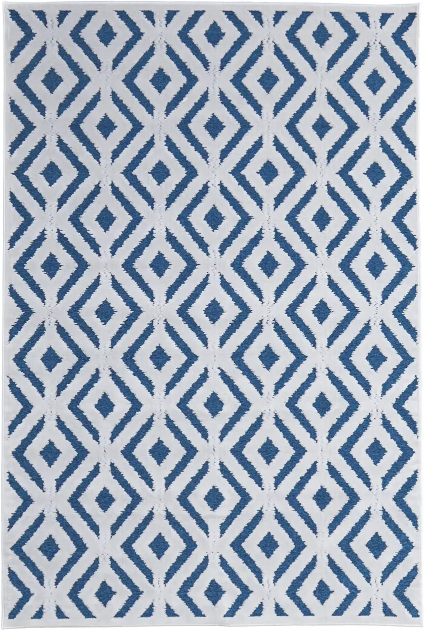 Blue and White Power Loom Area Rug Photo 2