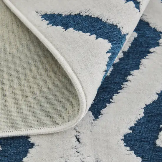 Blue and White Power Loom Area Rug Photo 5