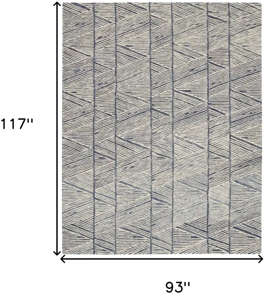 Blue and White Wool Abstract Area Rug Photo 3