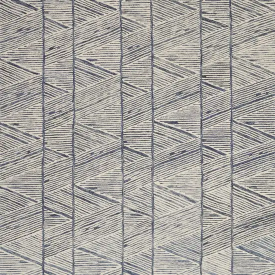 Blue and White Wool Abstract Area Rug Photo 6