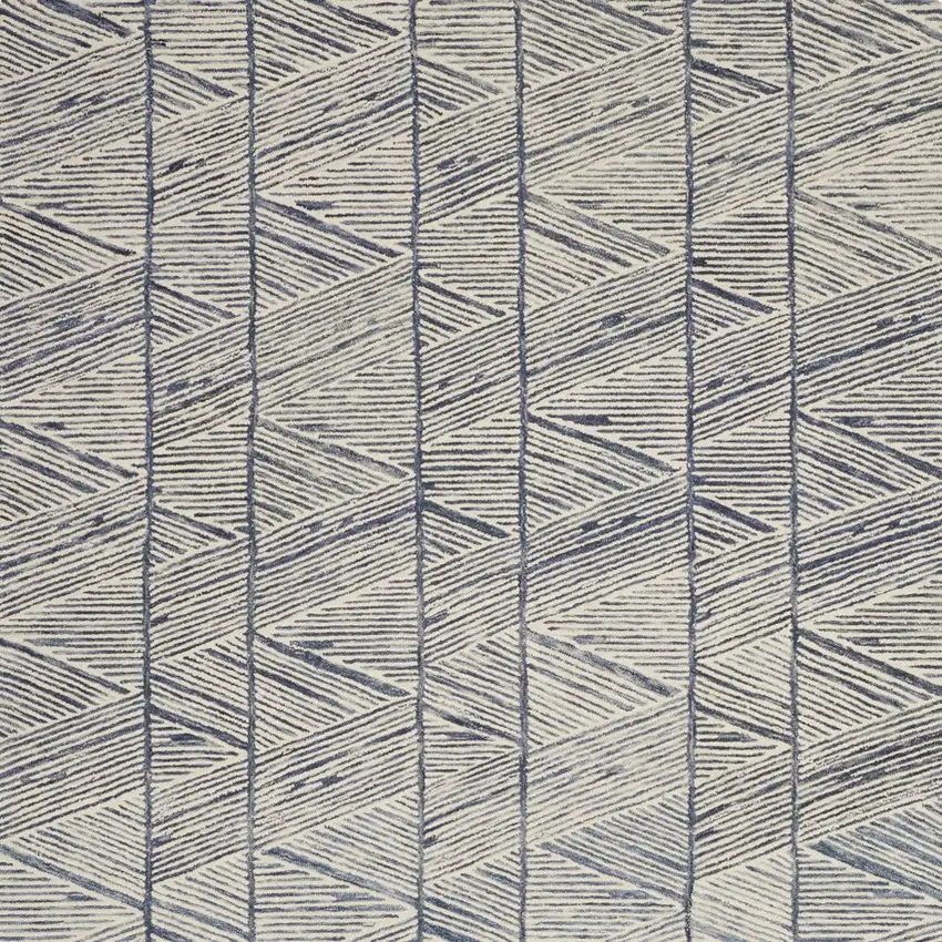 Blue and White Wool Abstract Area Rug Photo 6