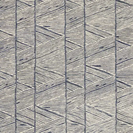 Blue and White Wool Abstract Area Rug Photo 5