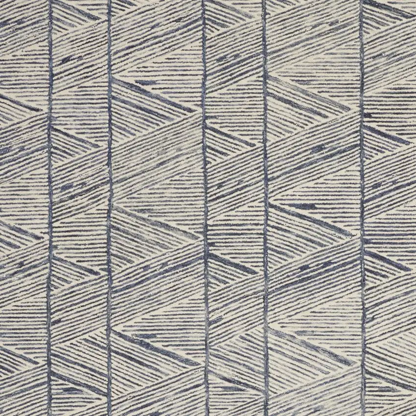 Blue and White Wool Abstract Area Rug Photo 5