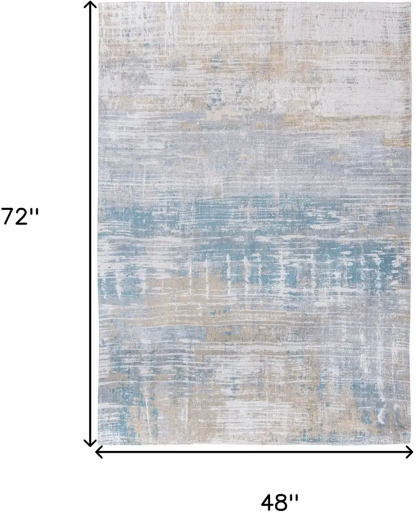 Blue and Yellow Abstract Non Skid Area Rug Photo 3