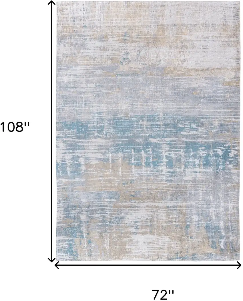 Blue and Yellow Abstract Non Skid Area Rug Photo 3