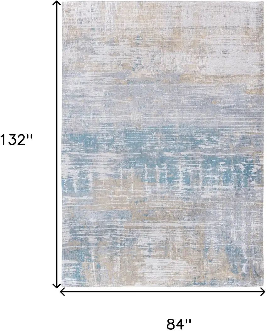 Blue and Yellow Abstract Non Skid Area Rug Photo 3