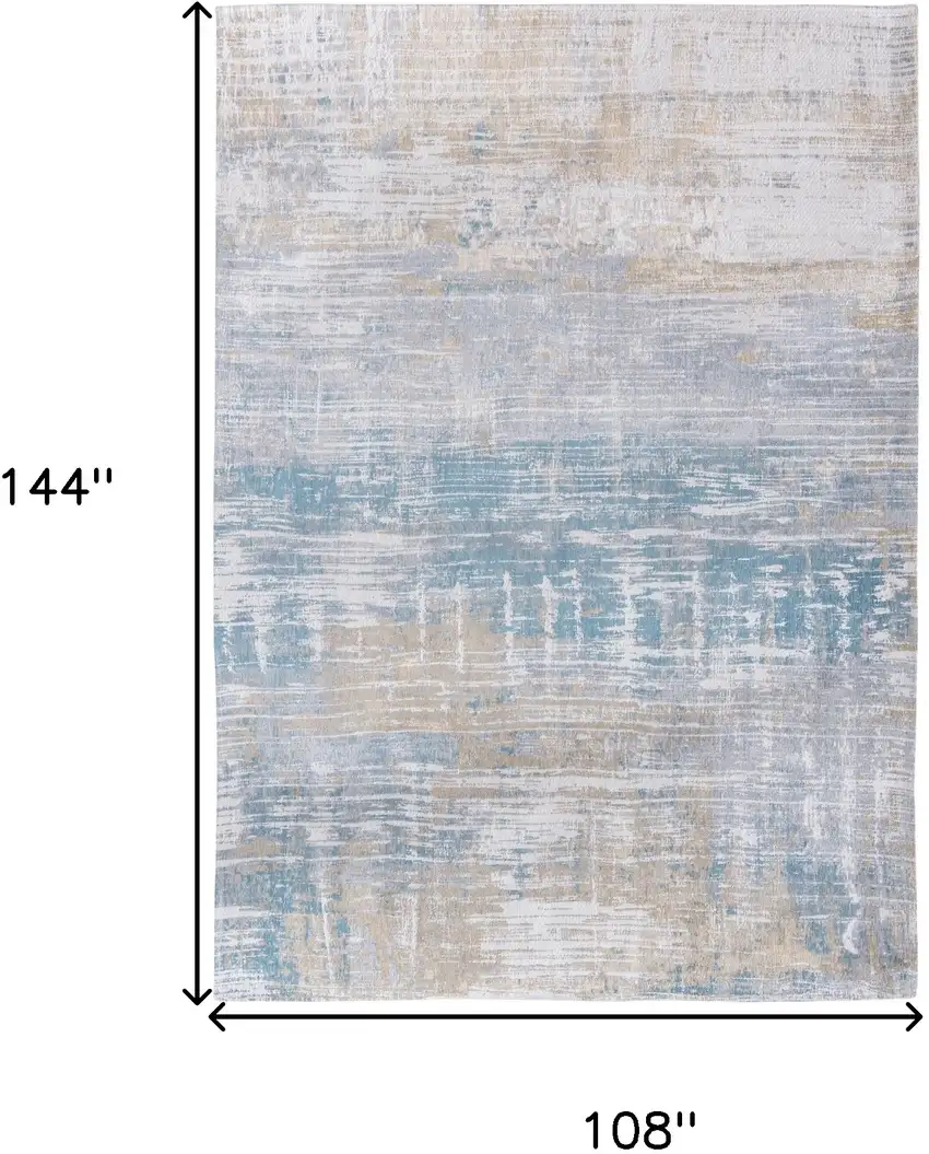 Blue and Yellow Abstract Non Skid Area Rug Photo 3