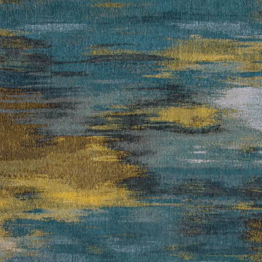 Blue and Yellow Abstract Non Skid Area Rug Photo 5